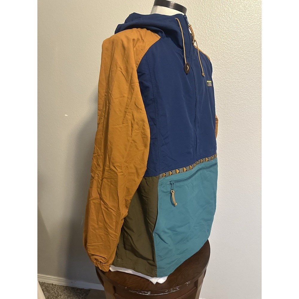 L.L.Bean Men's 3X Mountain Classic Anorak Multi-Color Block Hooded Windbreaker - Picture 6 of 7